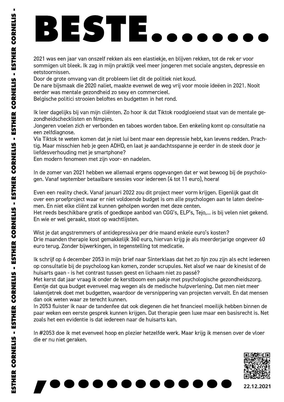 JAARBOEK 2021: SPEECH VOOR DE TOEKOMST DOOR ESTHER
