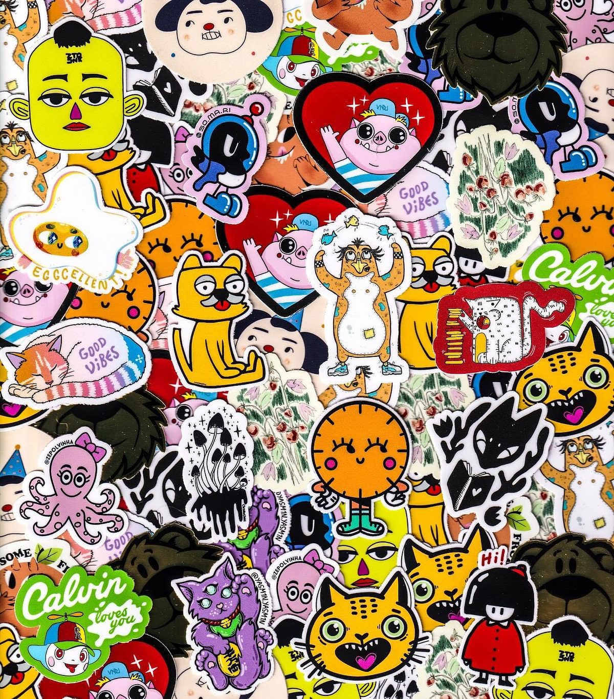 Stickers in de capsule machine