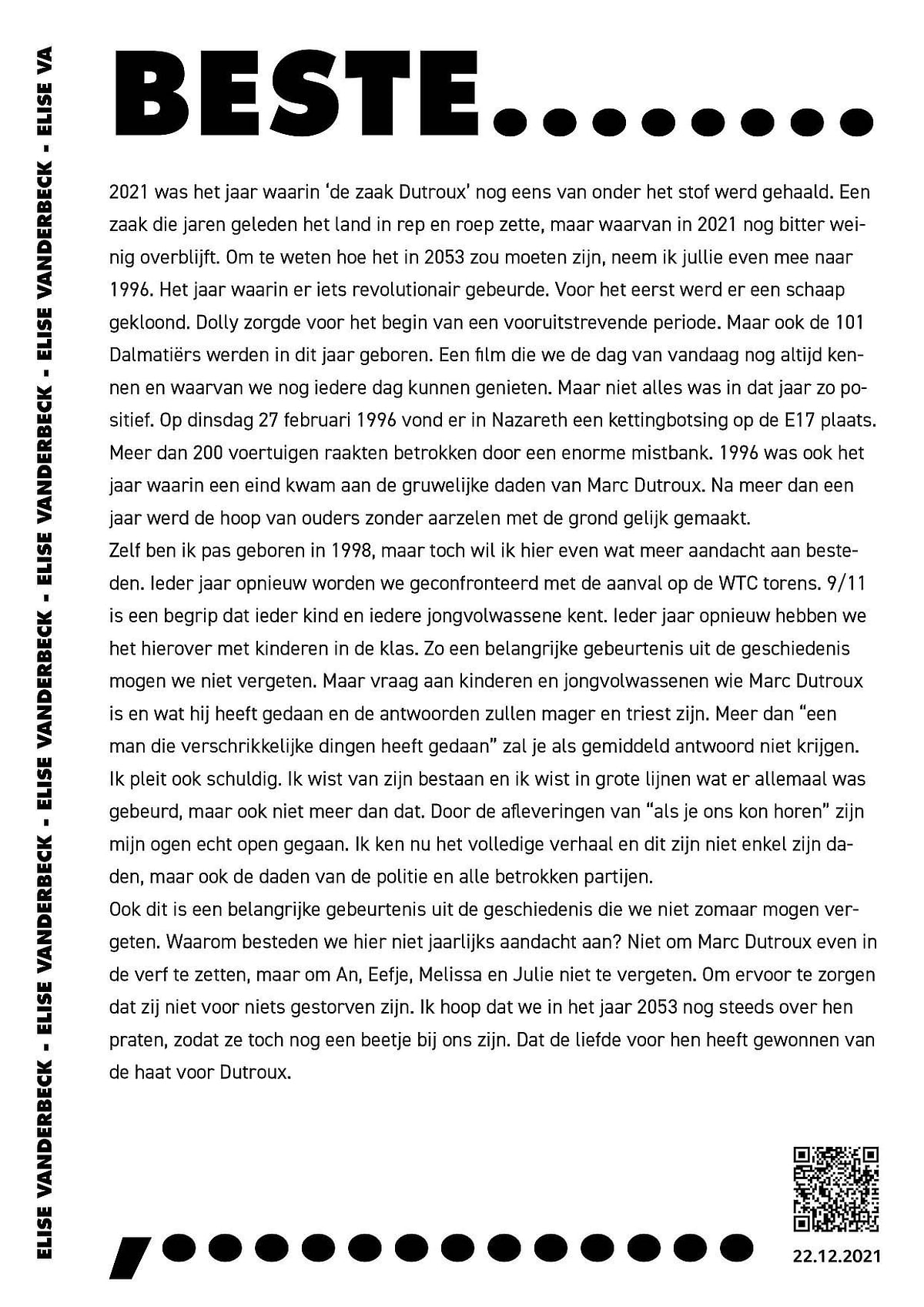 SPEECH ELISE VANDERBECK